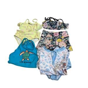 Girls Swim Suit Bundle Size 4/5 Lot Art Class Frozen Life Is Good Carters Floral